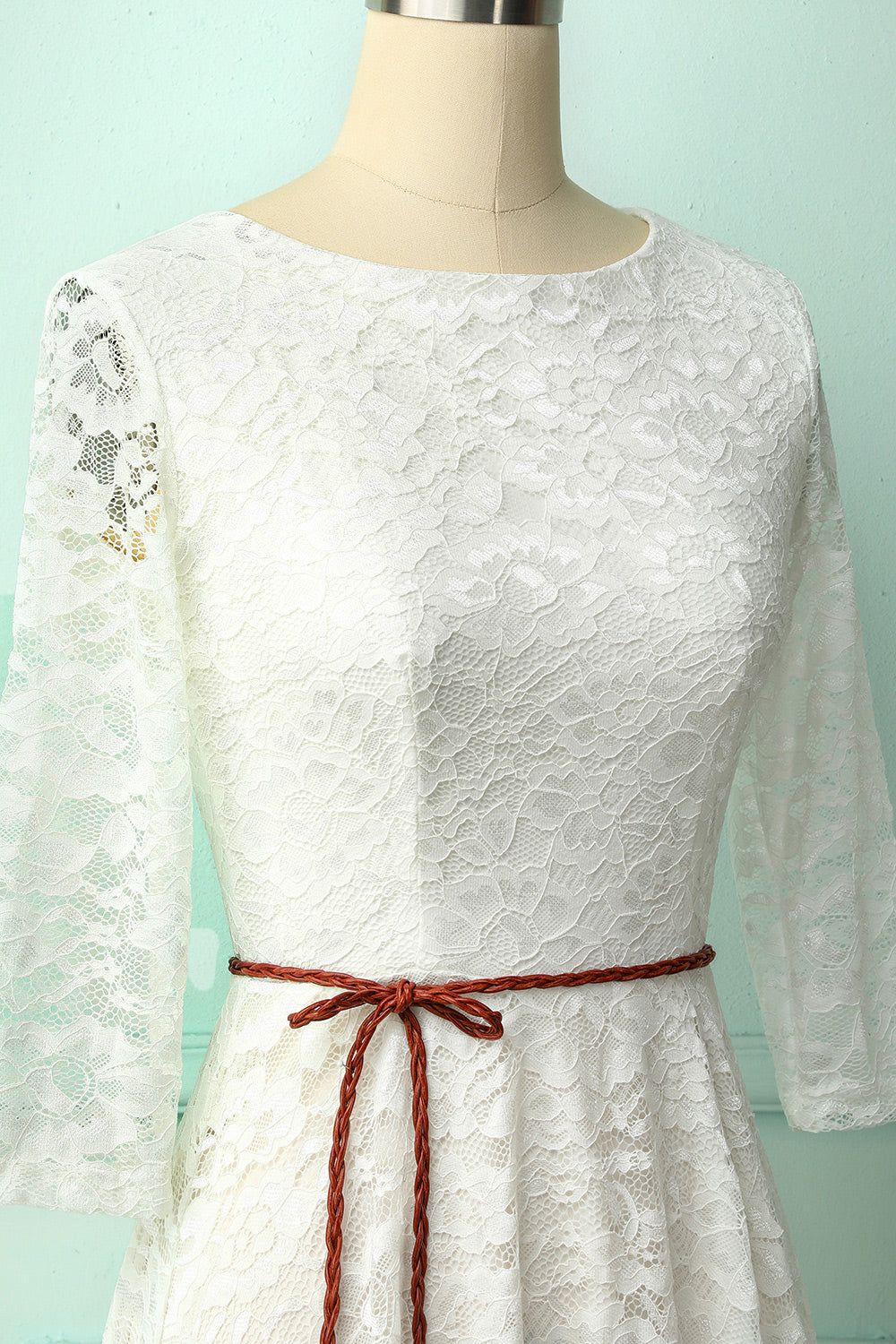 White Lace Midi Dress sold by Zapaka product image thumbnail 3