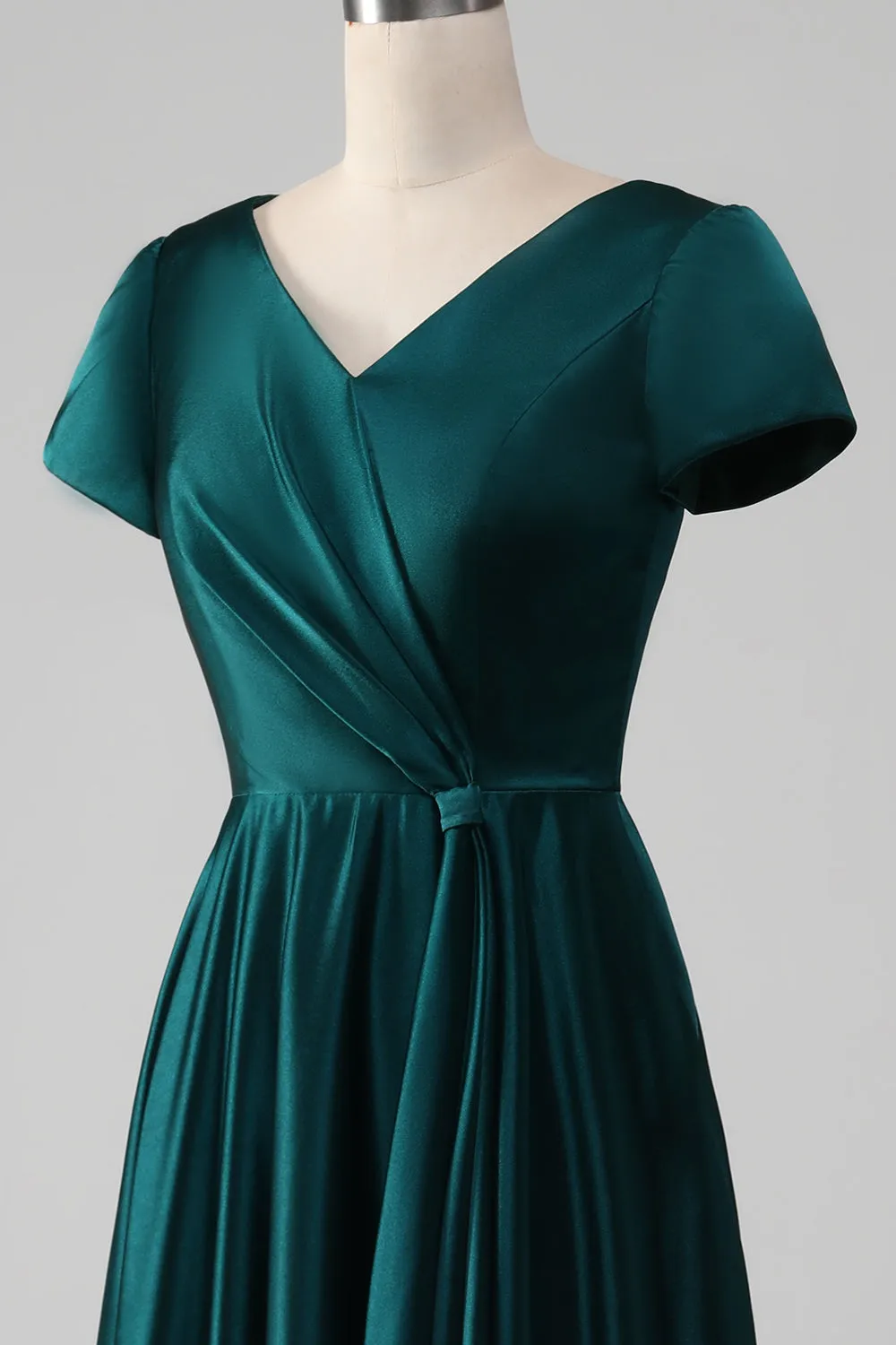 Peacock Satin V-neck A-line Pleated Mother of the Bride Dress sold by Zapaka product image thumbnail 5