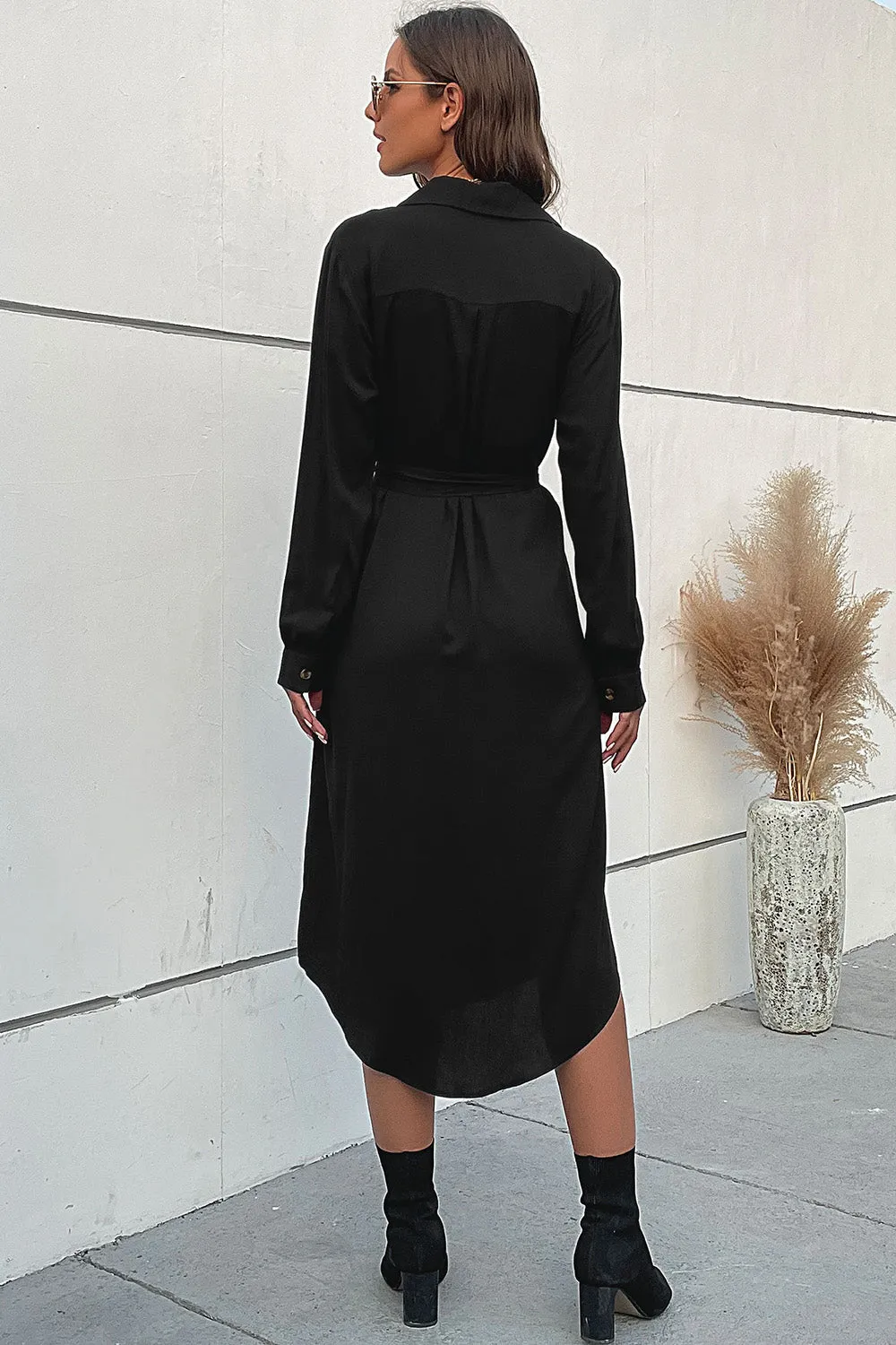 Long Sleeves A Line Black Button Summer Dress sold by Zapaka product image thumbnail 2