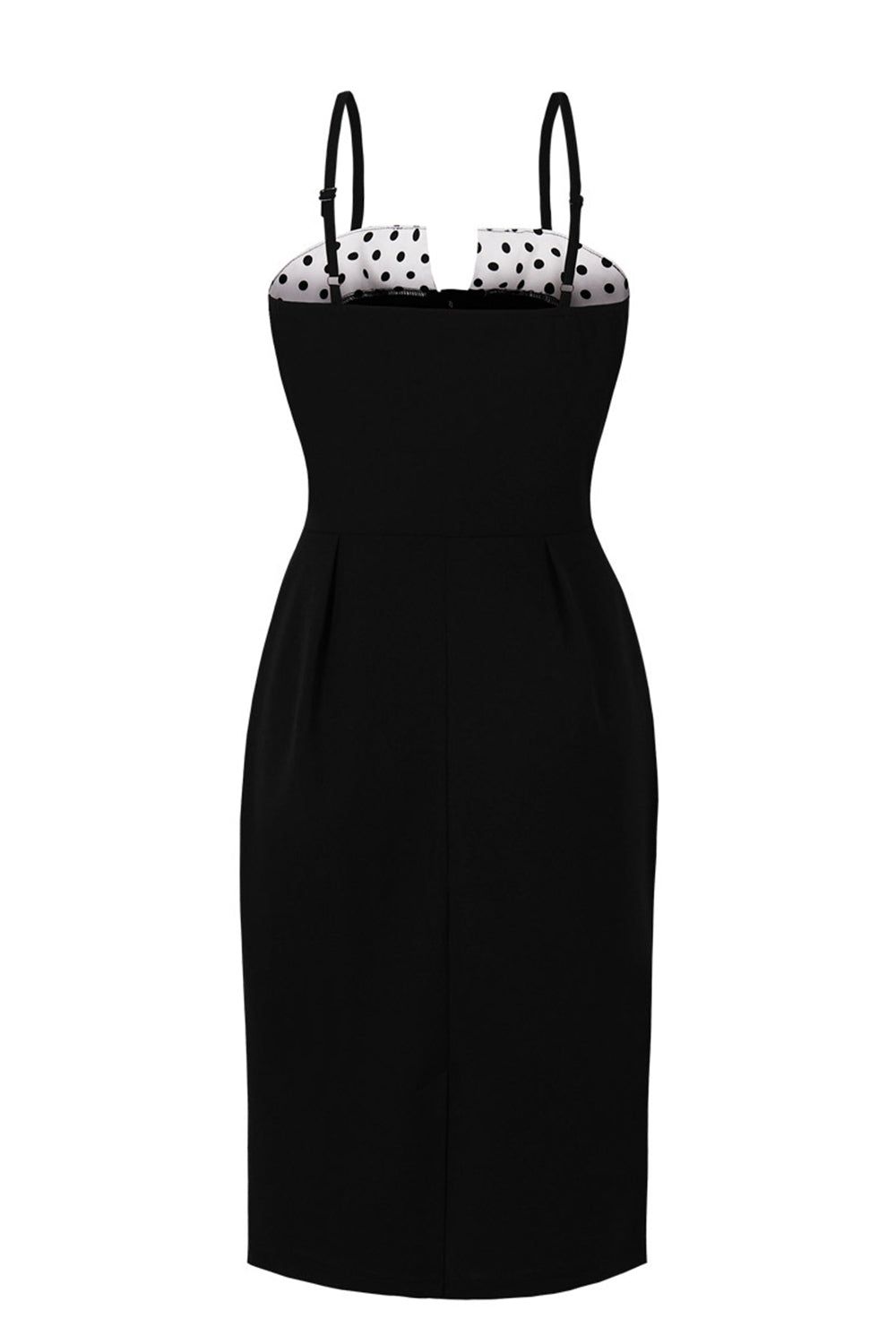 Spaghetti Straps Black 1960s Pencil Dress with Button sold by Zapaka product image thumbnail 2