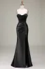Burgundy Satin Spaghetti Straps Prom Dress with Corset sold by Zapaka