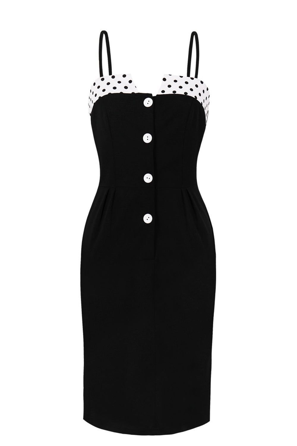 Spaghetti Straps Black 1960s Pencil Dress with Button sold by Zapaka