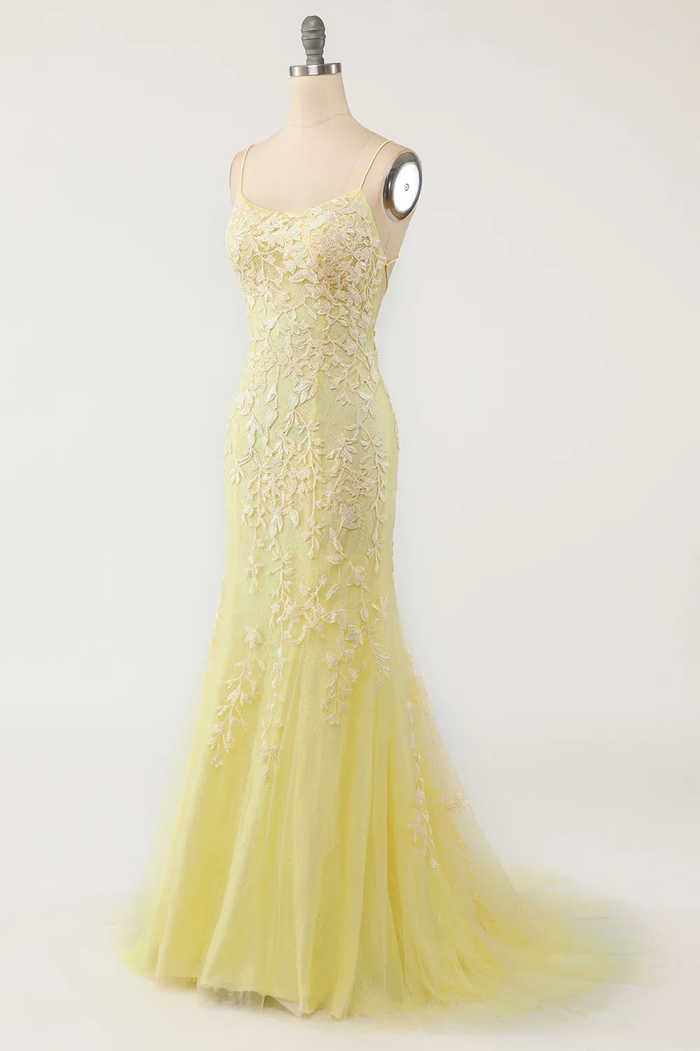 Yellow Mermaid Long Prom Dress with Appliques sold by Zapaka product image thumbnail 5
