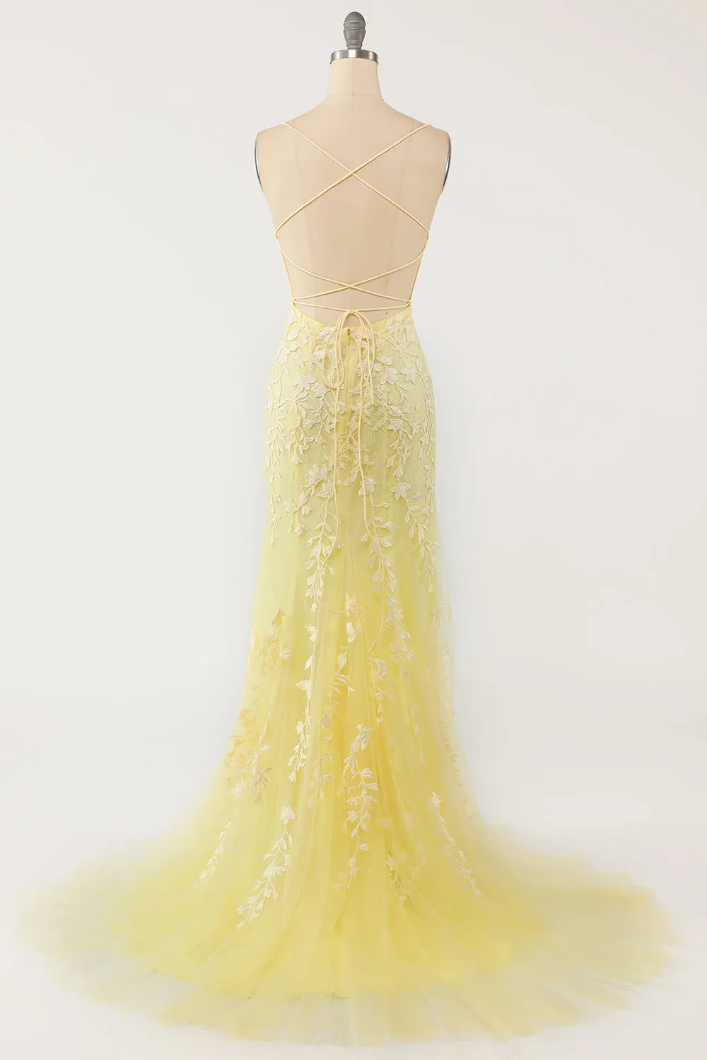 Yellow Mermaid Long Prom Dress with Appliques sold by Zapaka product image thumbnail 2
