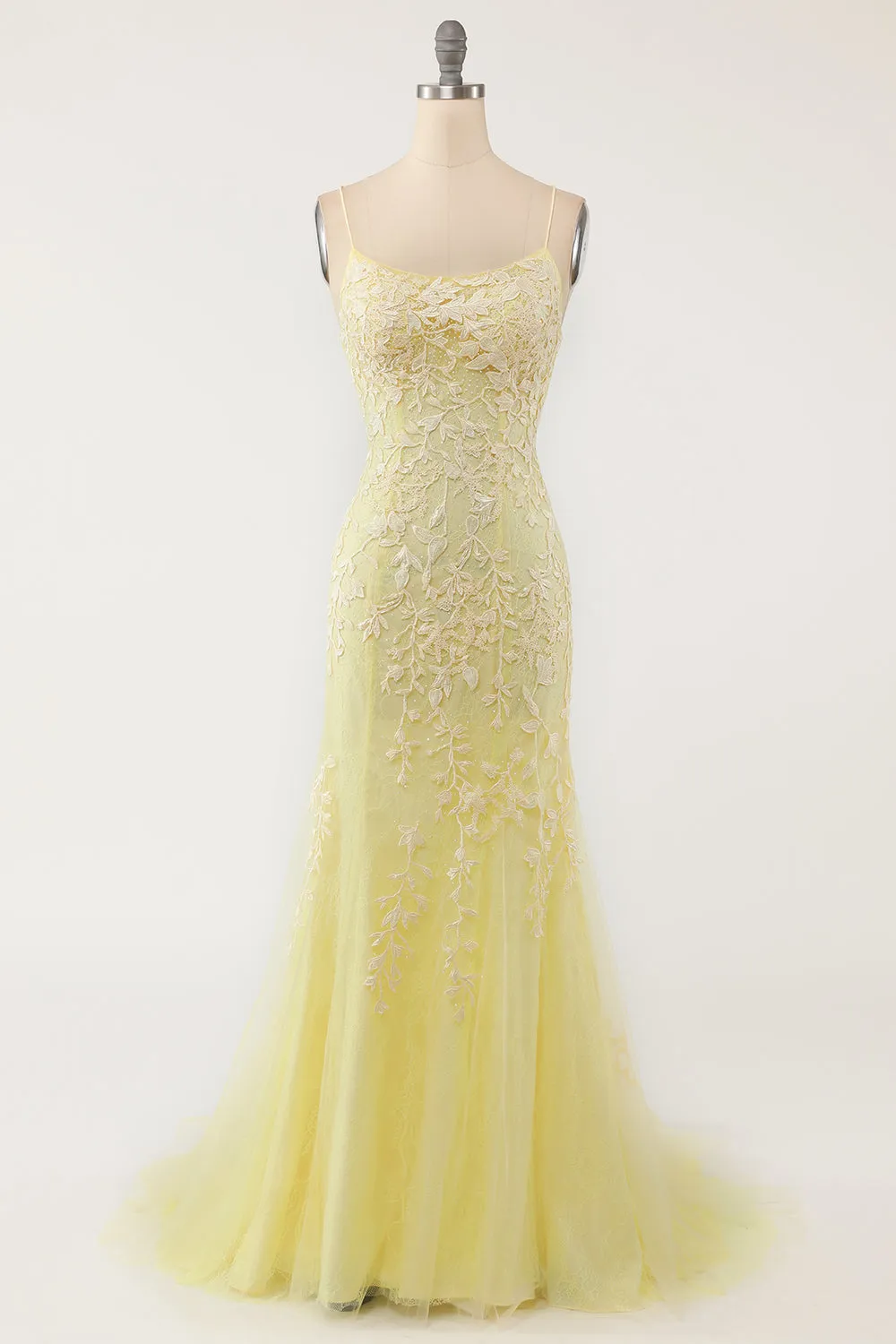 Yellow Mermaid Long Prom Dress with Appliques sold by Zapaka