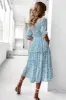 Square Neck Blue Floral Printed Summer Dress sold by Zapaka