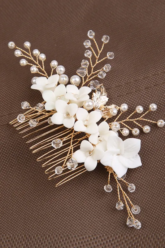 Fashionable Green & White Floral Design Bride Wedding Headpiece sold by Zapaka
