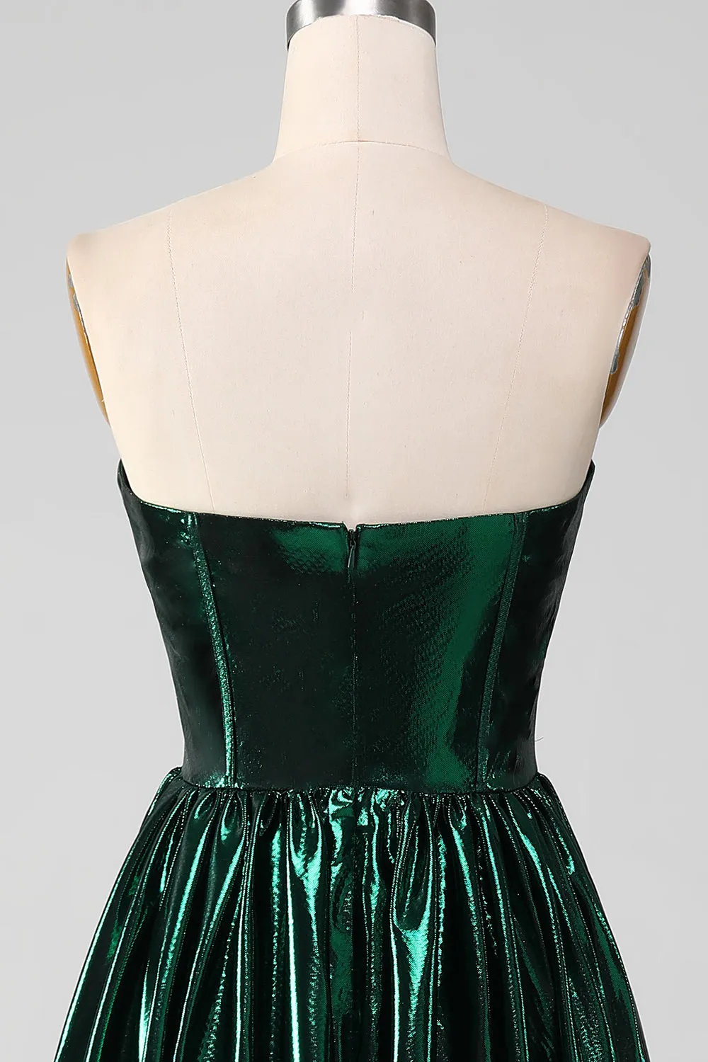 Glitter Dark Green Corset Metallic Long Prom Dress sold by Zapaka product image thumbnail 5