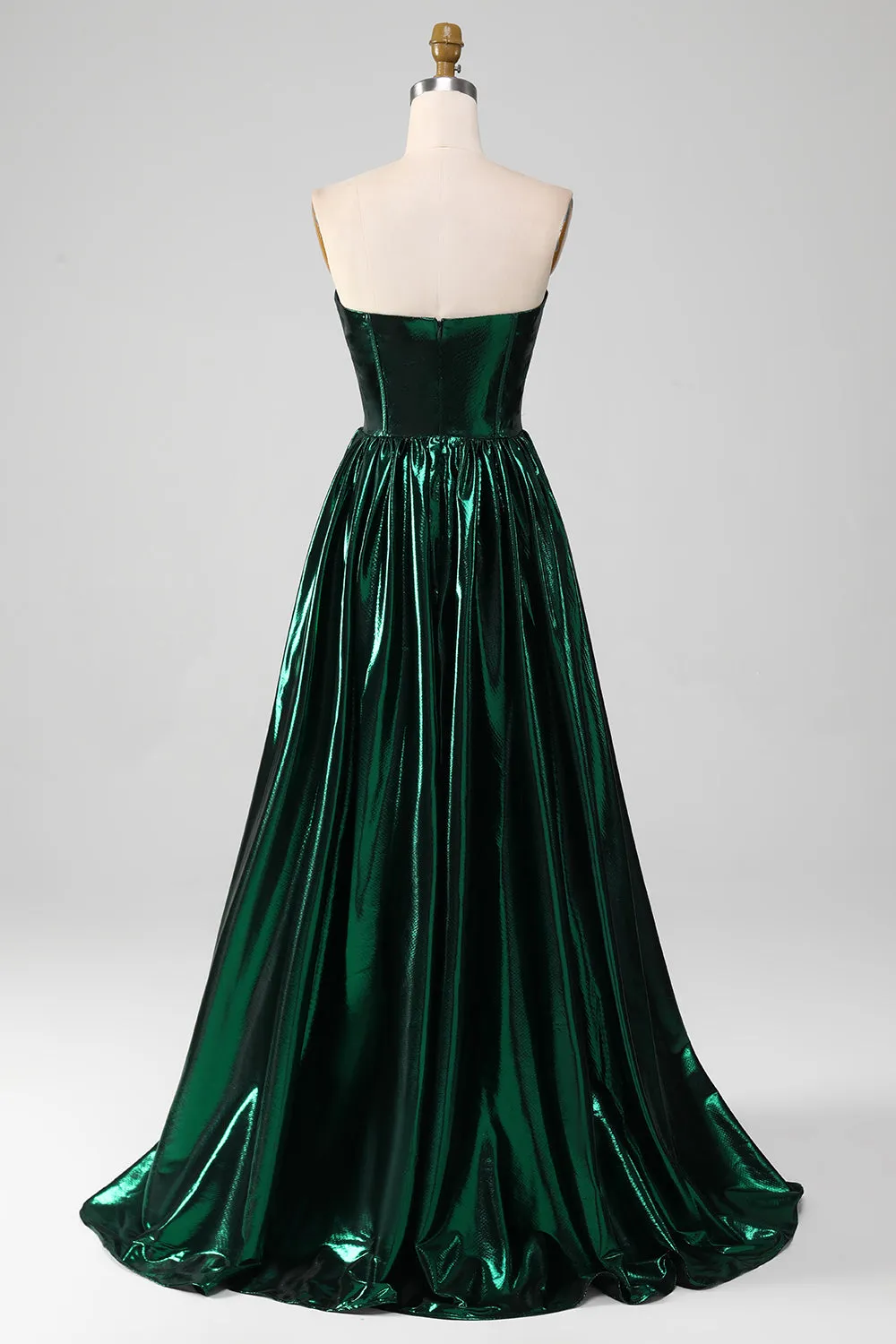 Glitter Dark Green Corset Metallic Long Prom Dress sold by Zapaka product image thumbnail 2