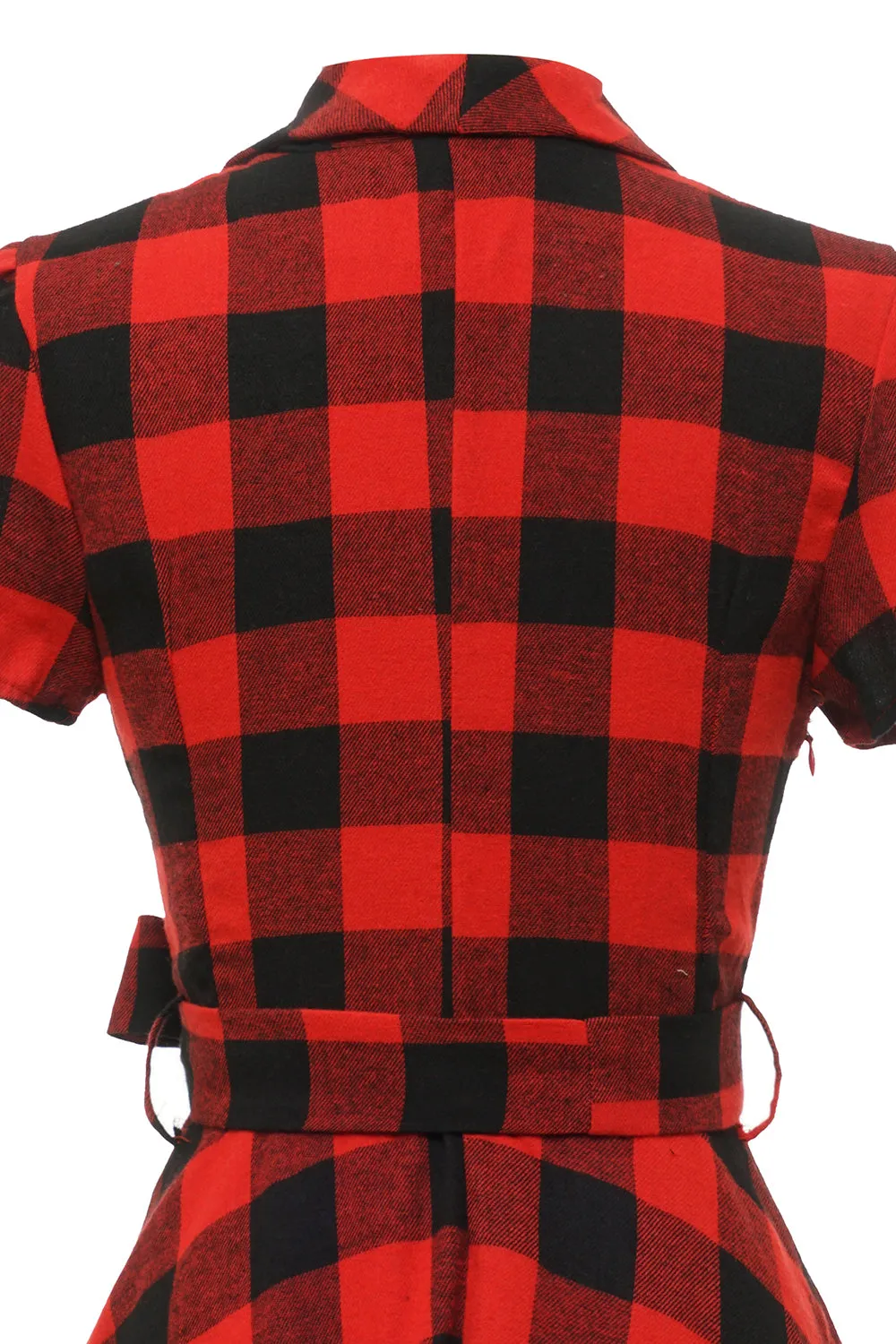 Red Plaid Short Sleeves Vintage Dress sold by Zapaka product image thumbnail 5