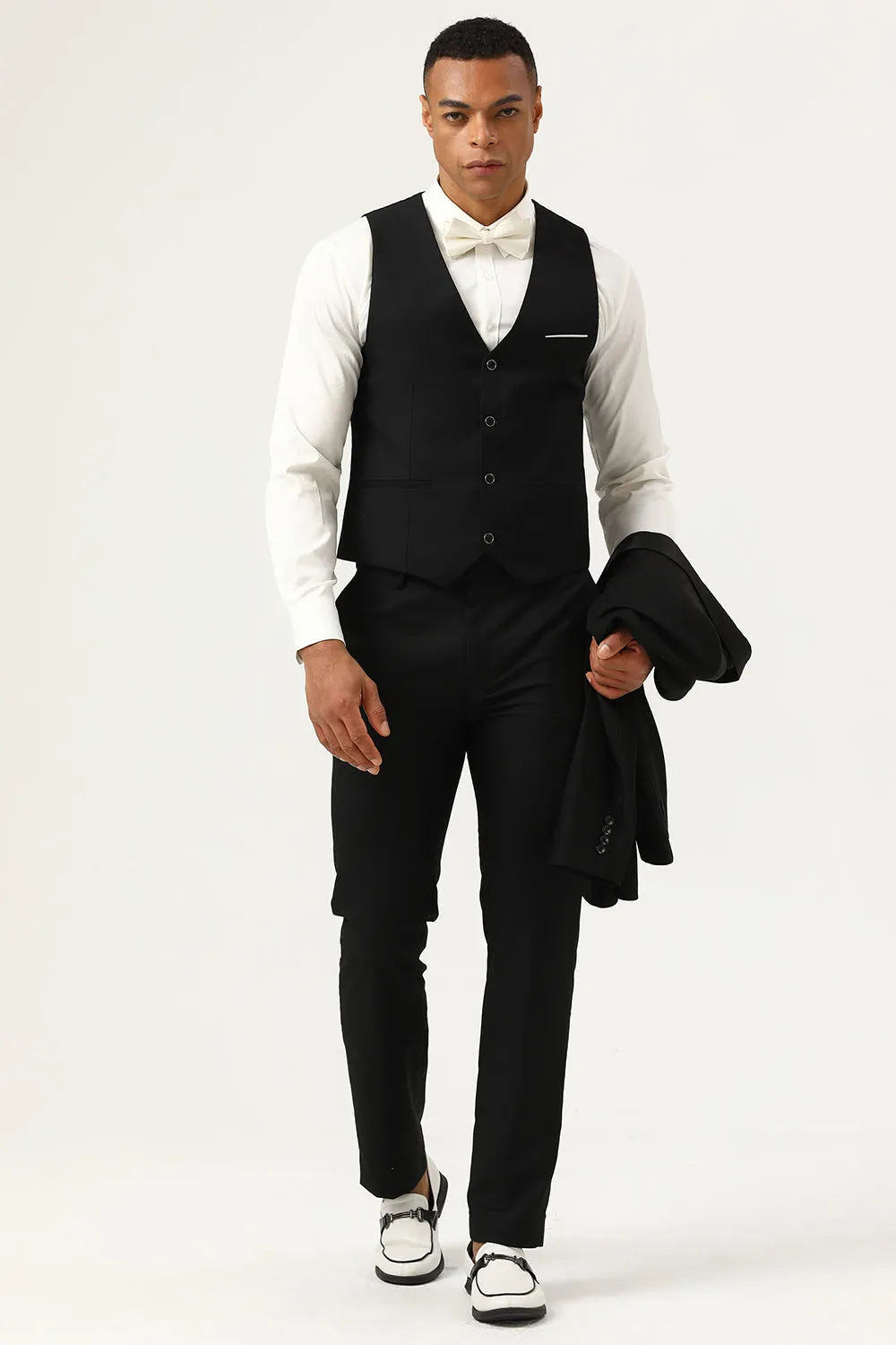 3 Piece Black Shawl Lapel Single Breasted Men's Suits sold by Zapaka product image thumbnail 5