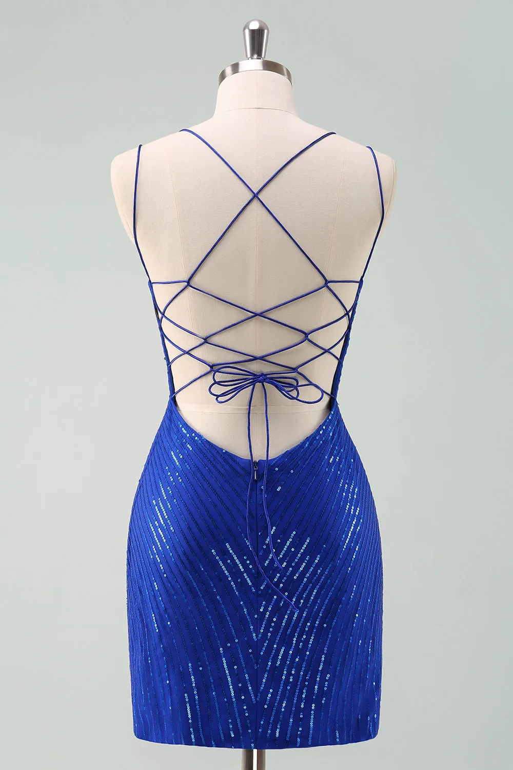 Royal Blue Glitter Tight Homecoming Dress with Sequins Butterflies sold by Zapaka product image thumbnail 2
