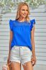 Boat Neck Black Casual Summer Top with Ruffles sold by Zapaka