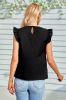 Boat Neck Black Casual Summer Top with Ruffles sold by Zapaka
