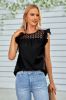 Boat Neck Black Casual Summer Top with Ruffles sold by Zapaka