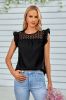 Boat Neck Black Casual Summer Top with Ruffles sold by Zapaka