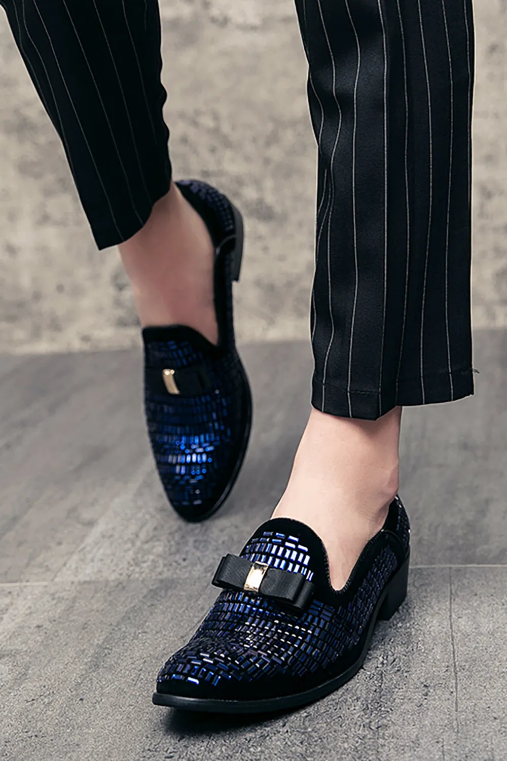 White Beaded Slip-On Party Men's Shoes With Bow sold by Zapaka product image thumbnail 2