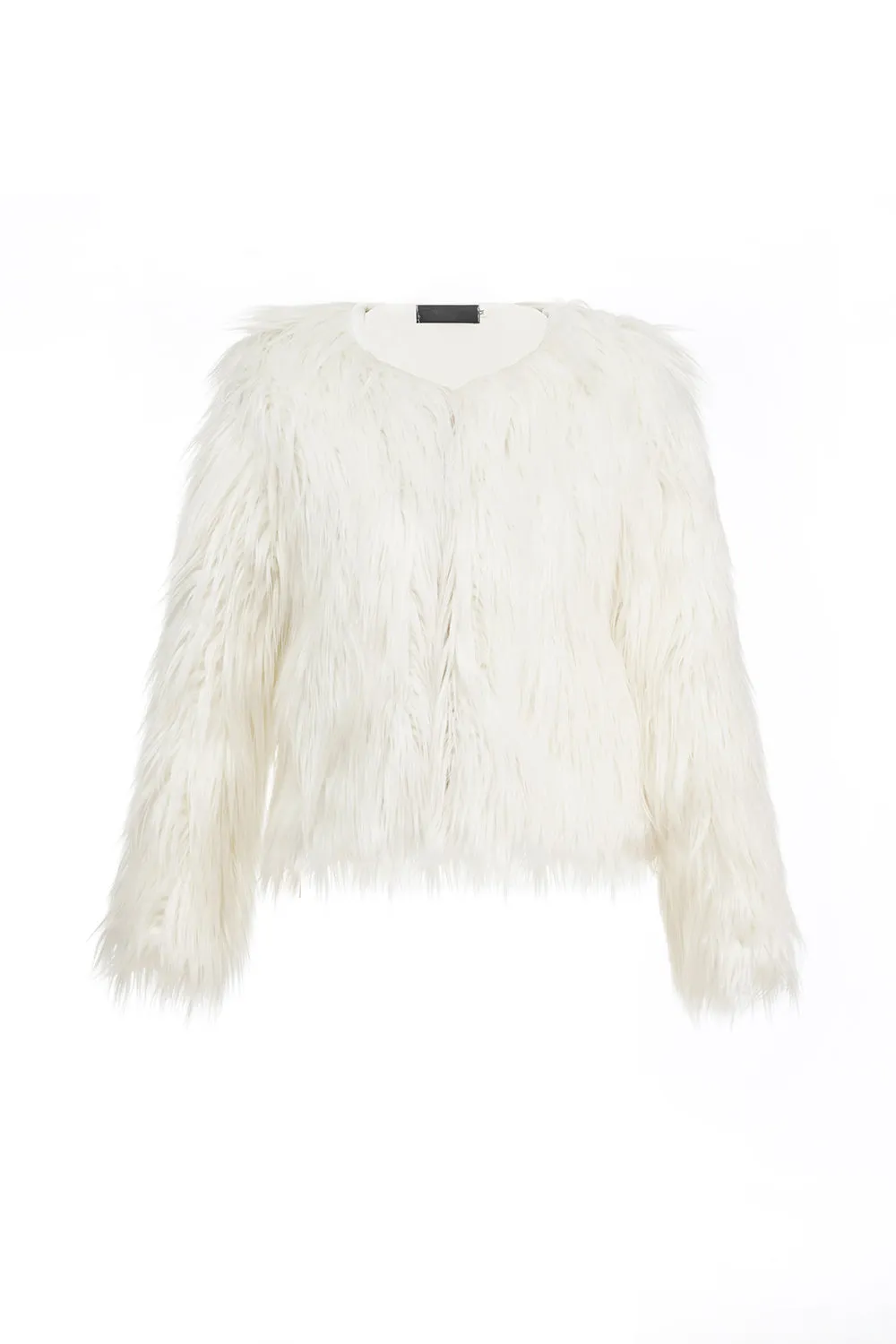 White Faux Fur Cropped Women Coat sold by Zapaka