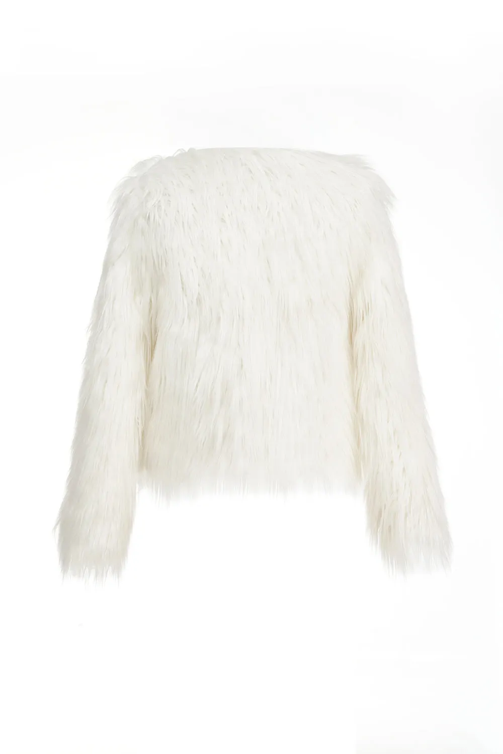 White Faux Fur Cropped Women Coat sold by Zapaka product image thumbnail 2