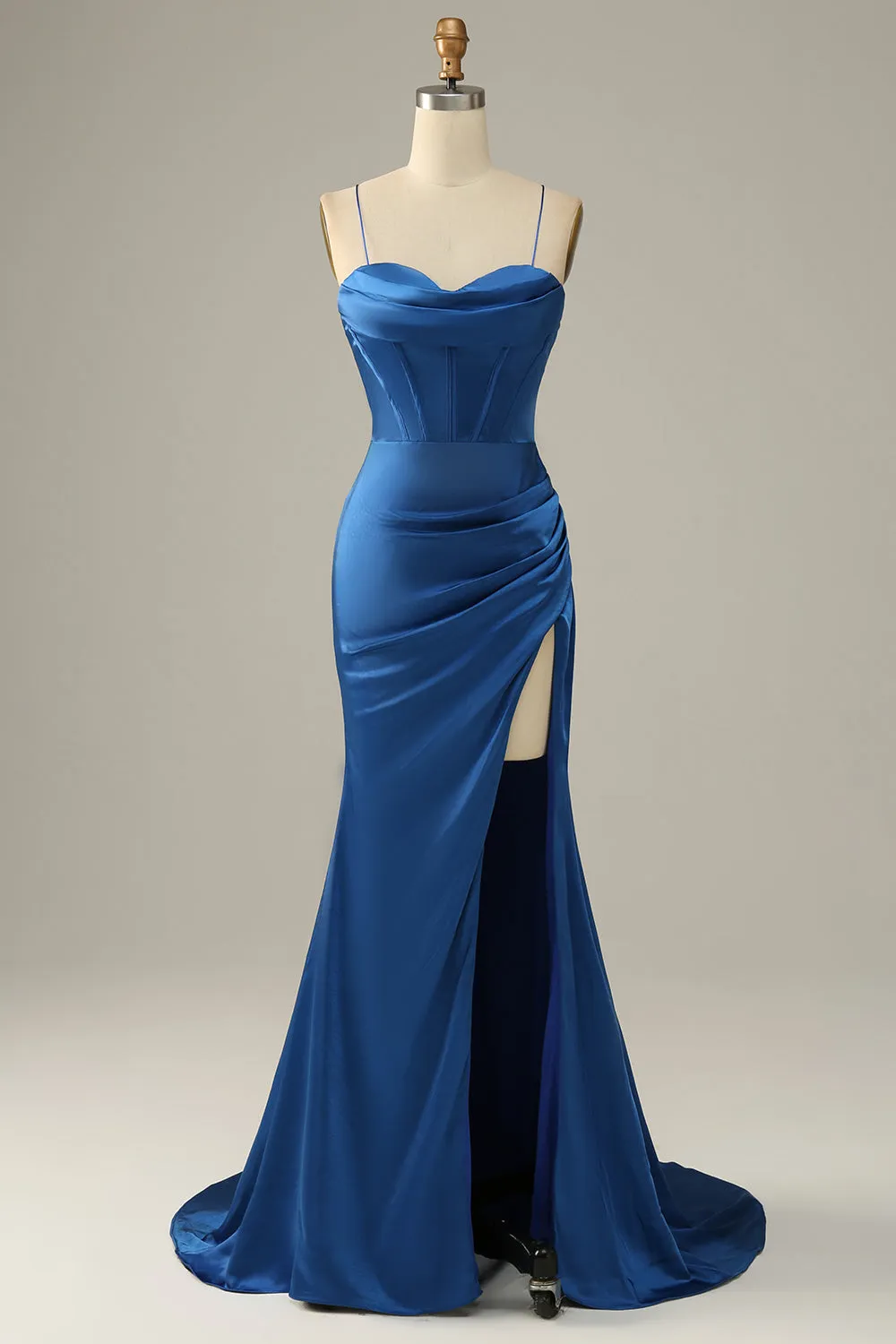 Royal Blue Spaghetti Straps Mermaid Prom Dress sold by Zapaka