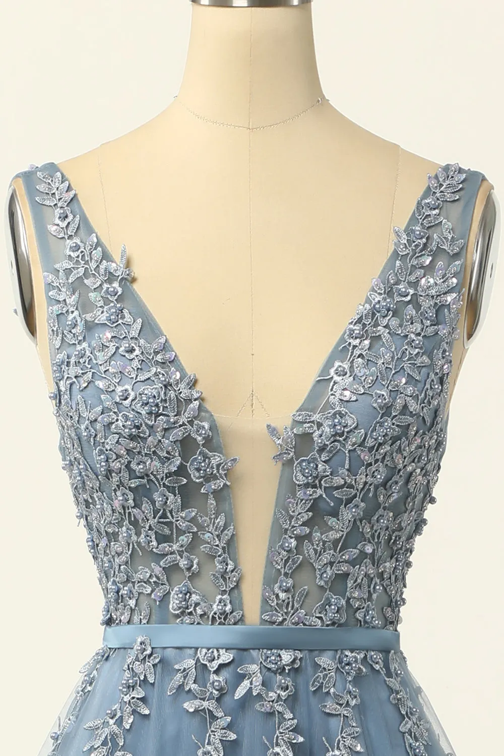 Blue Tulle Prom Dress with Appliques sold by Zapaka product image thumbnail 4