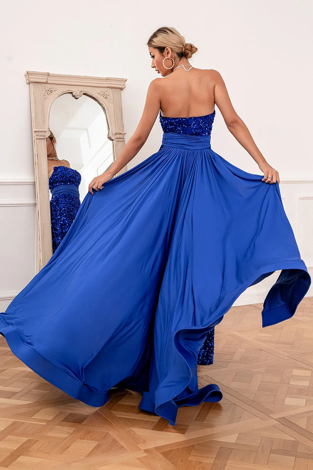 Royal Blue Sequins Strapless Prom Dress sold by Zapaka product image thumbnail 2