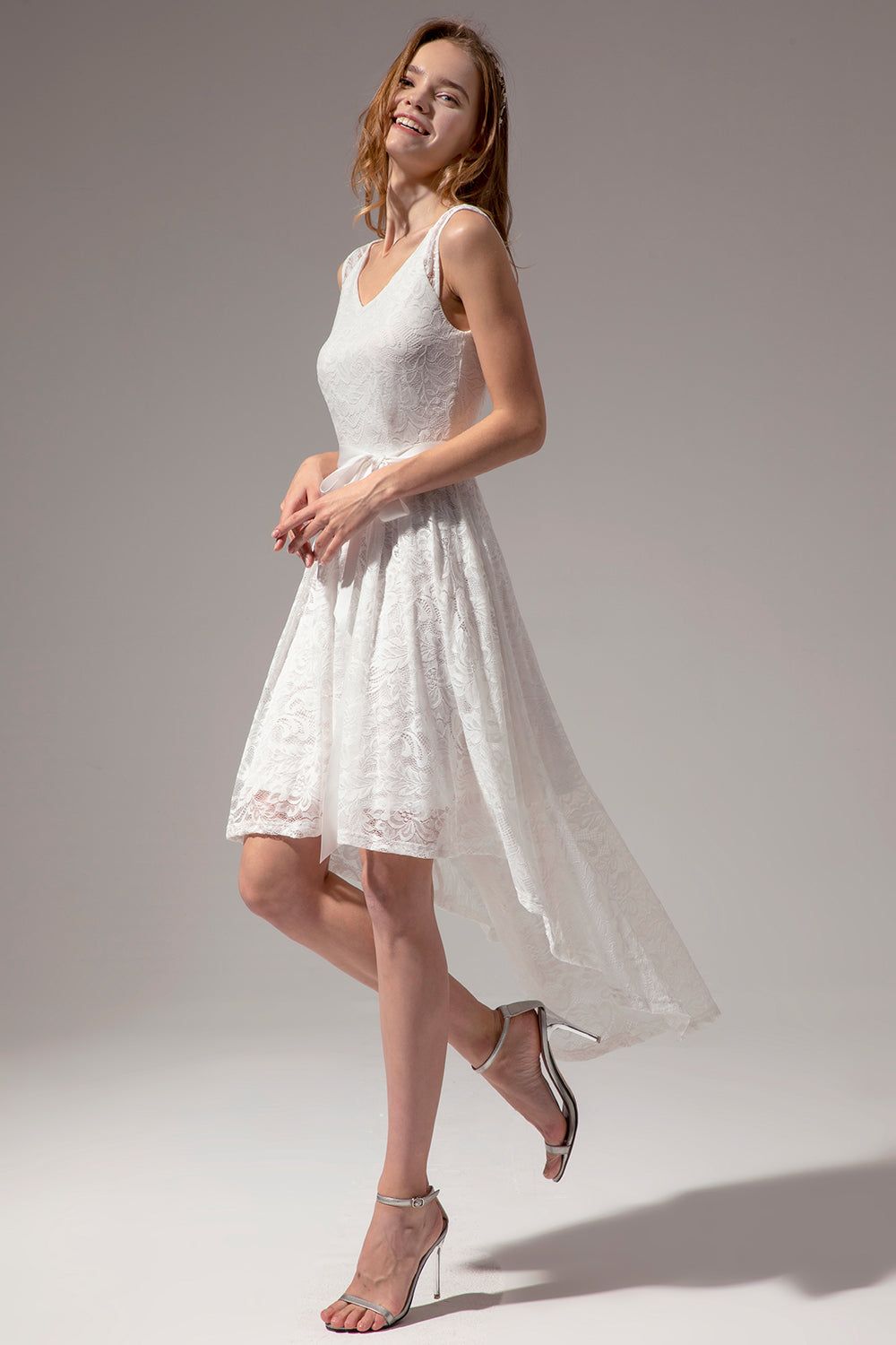 White Lace High-low Dress sold by Zapaka product image thumbnail 5