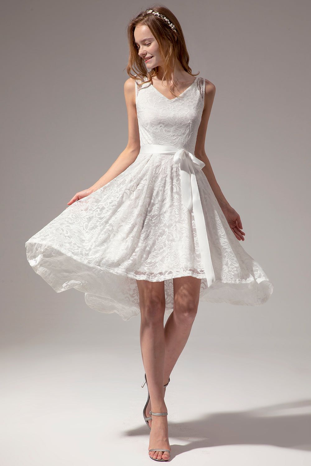 White Lace High-low Dress sold by Zapaka
