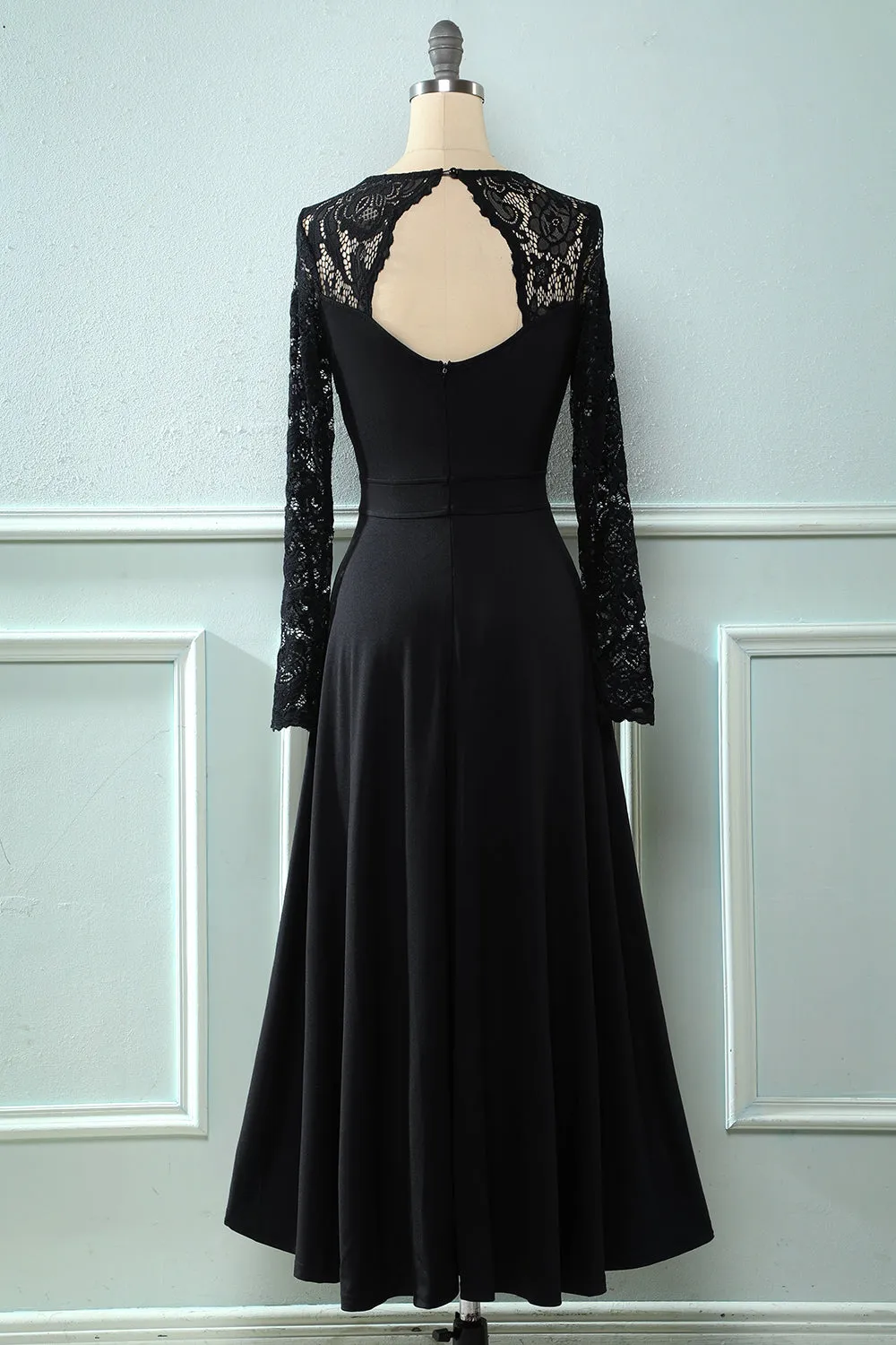 Black Long Sleeves Lace Dress sold by Zapaka product image thumbnail 2