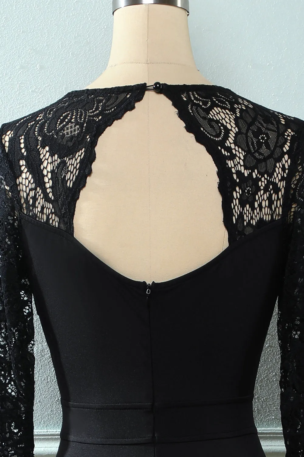 Black Long Sleeves Lace Dress sold by Zapaka product image thumbnail 4