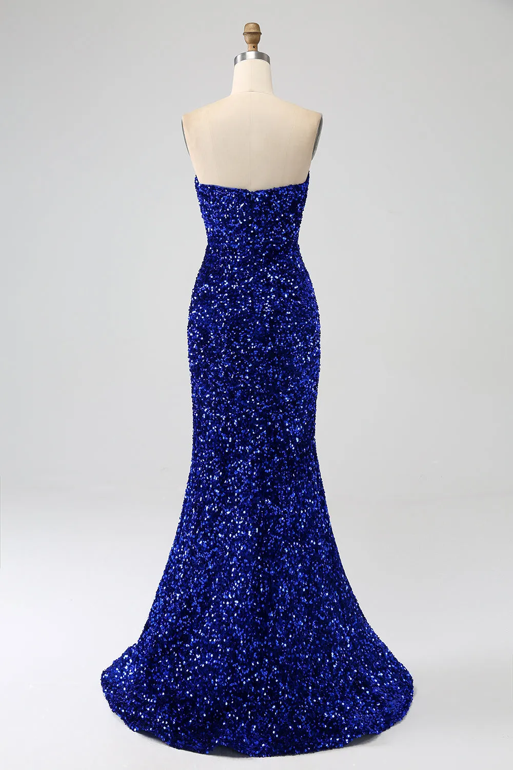 Royal Blue Mermaid Strapless Sequins Long Prom Dress With Slit sold by Zapaka product image thumbnail 2