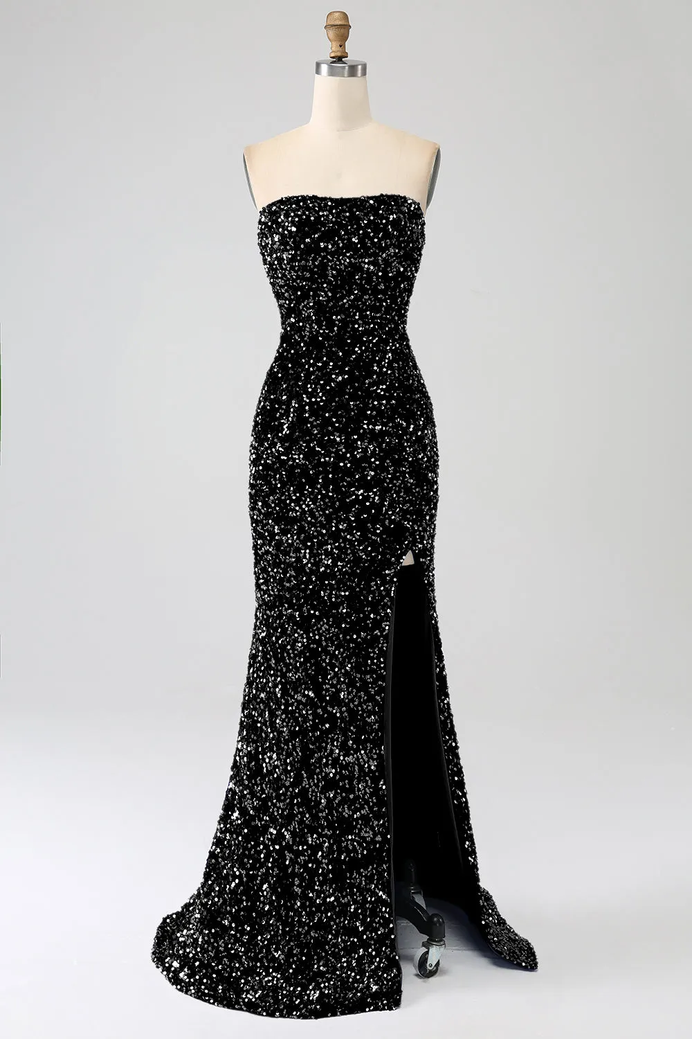 Royal Blue Mermaid Strapless Sequins Long Prom Dress With Slit sold by Zapaka product image thumbnail 3