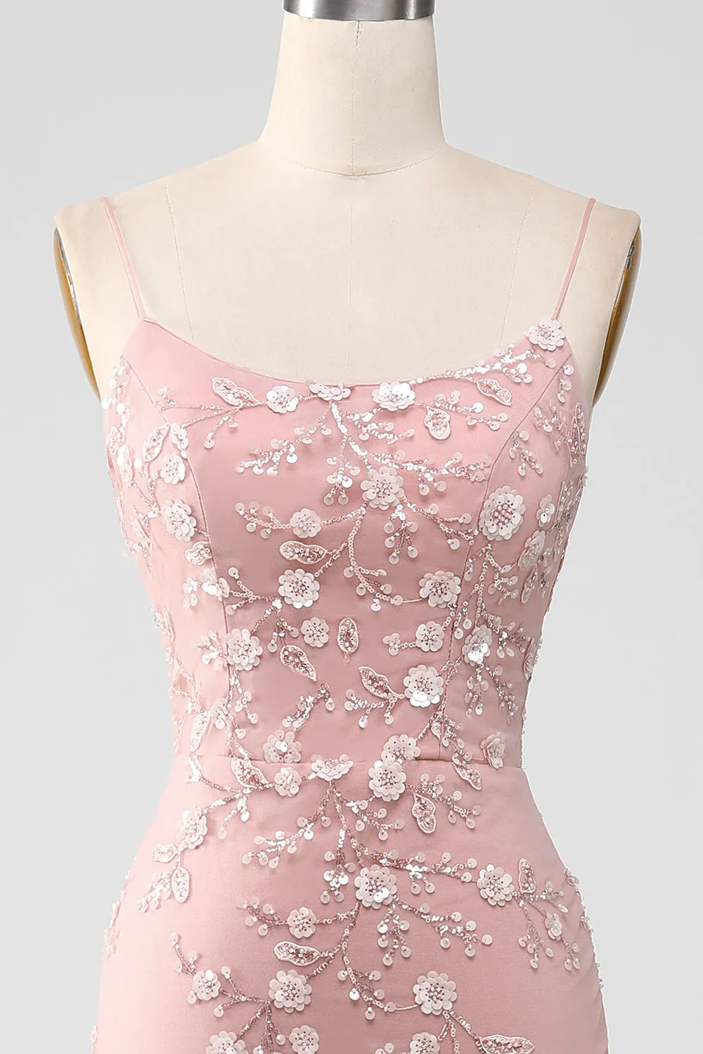 Mermaid Blush Spaghetti Straps Prom Dress with Appliques sold by Zapaka product image thumbnail 4