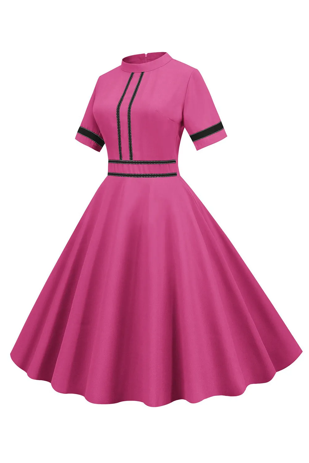 Fuchsia Short Sleeves A Line 1950s Dress sold by Zapaka product image thumbnail 2