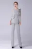 Silver 2 Pieces Chiffon Mother of the Bride Pant Suits sold by Zapaka