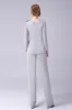 Silver 2 Pieces Chiffon Mother of the Bride Pant Suits sold by Zapaka