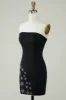 Stylish Sheath Strapless Black Short Homecoming Dress with Tassel sold by Zapaka