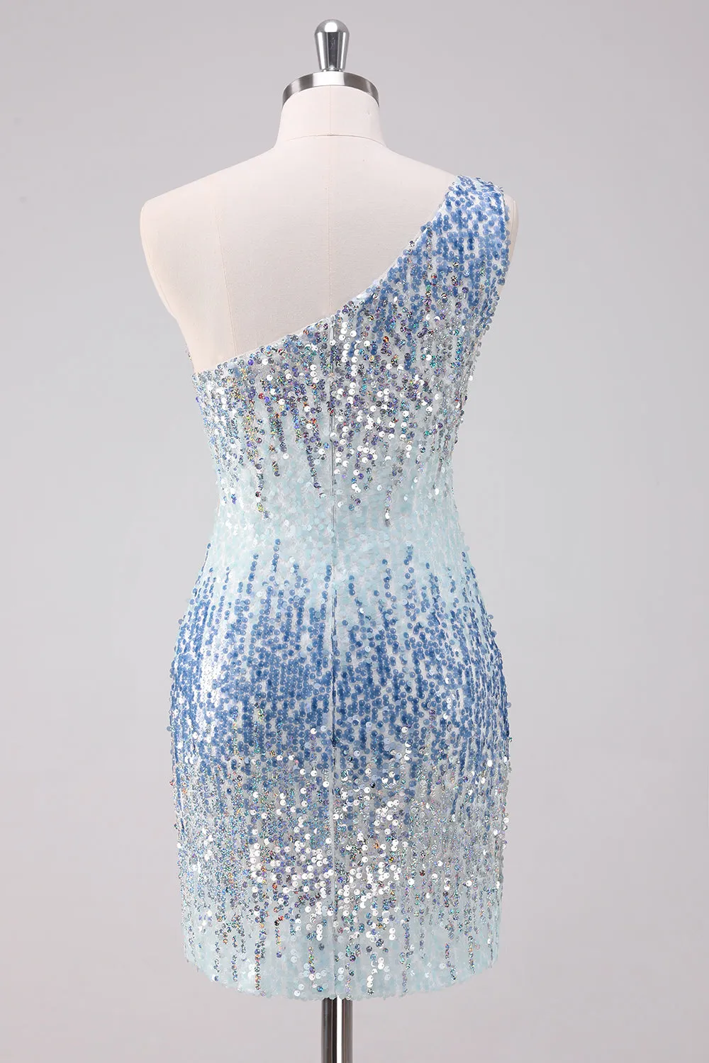 Sparkly Light Blue One Shoulder Sequins Bodycon Short Homecoming Dress sold by Zapaka product image thumbnail 2