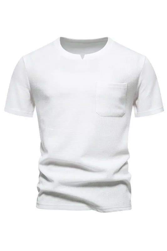 White Knit Cotton Crewneck Short Sleeves Men's Shirt sold by Zapaka