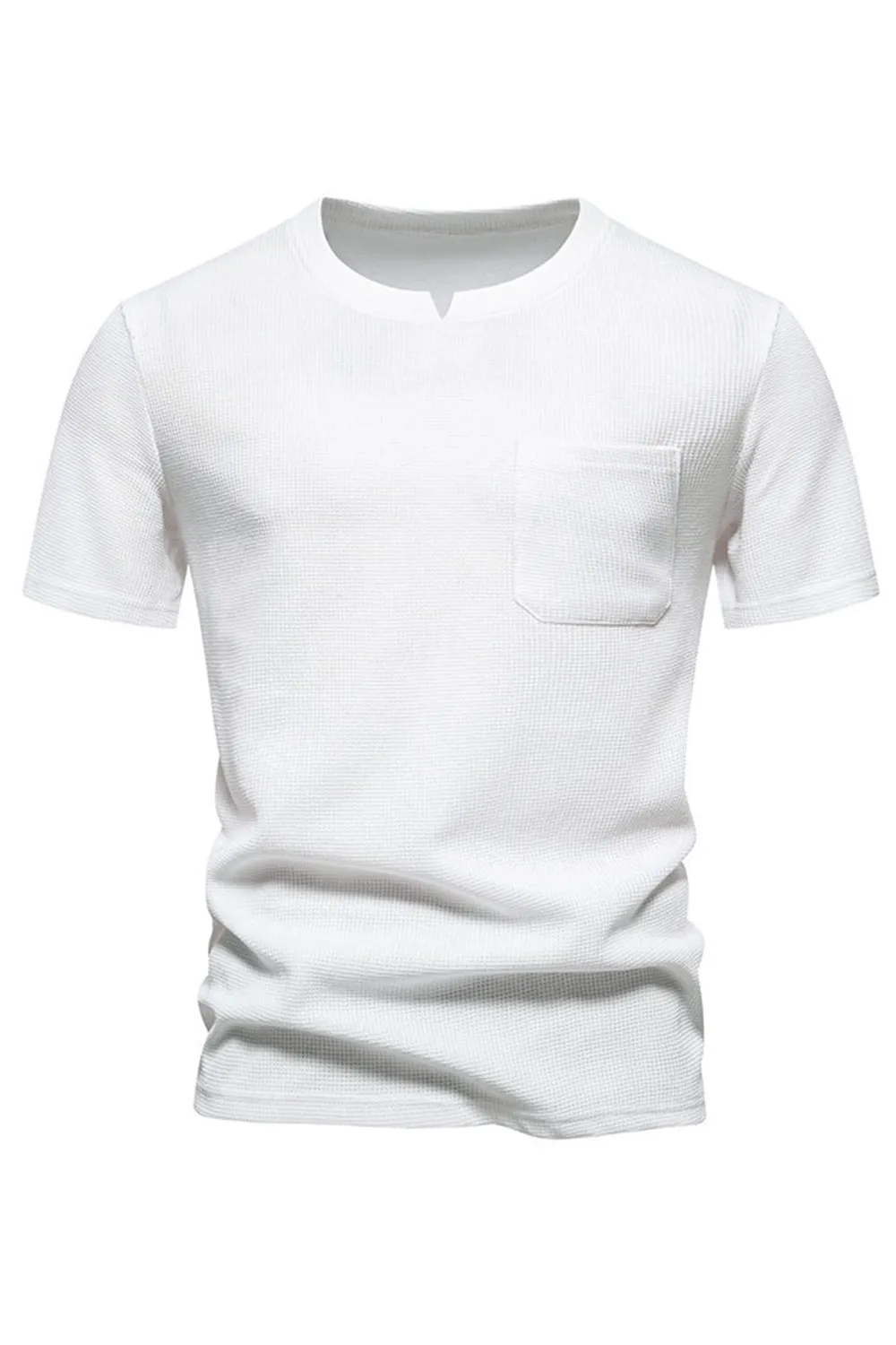 White Knit Cotton Crewneck Short Sleeves Men's Shirt sold by Zapaka