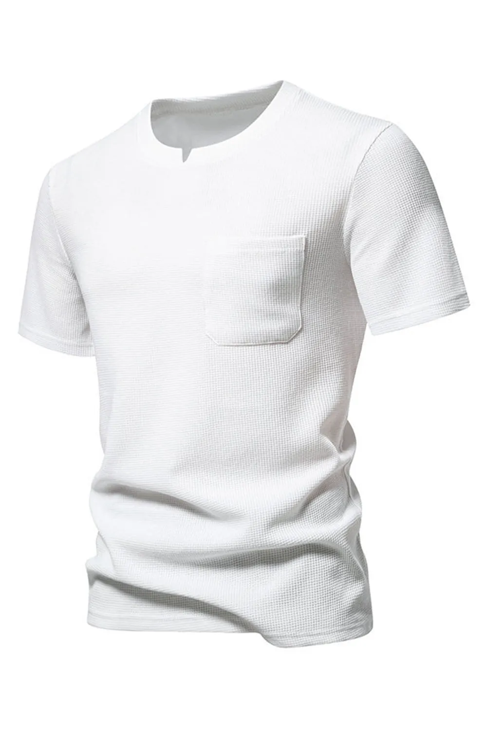 White Knit Cotton Crewneck Short Sleeves Men's Shirt sold by Zapaka product image thumbnail 3