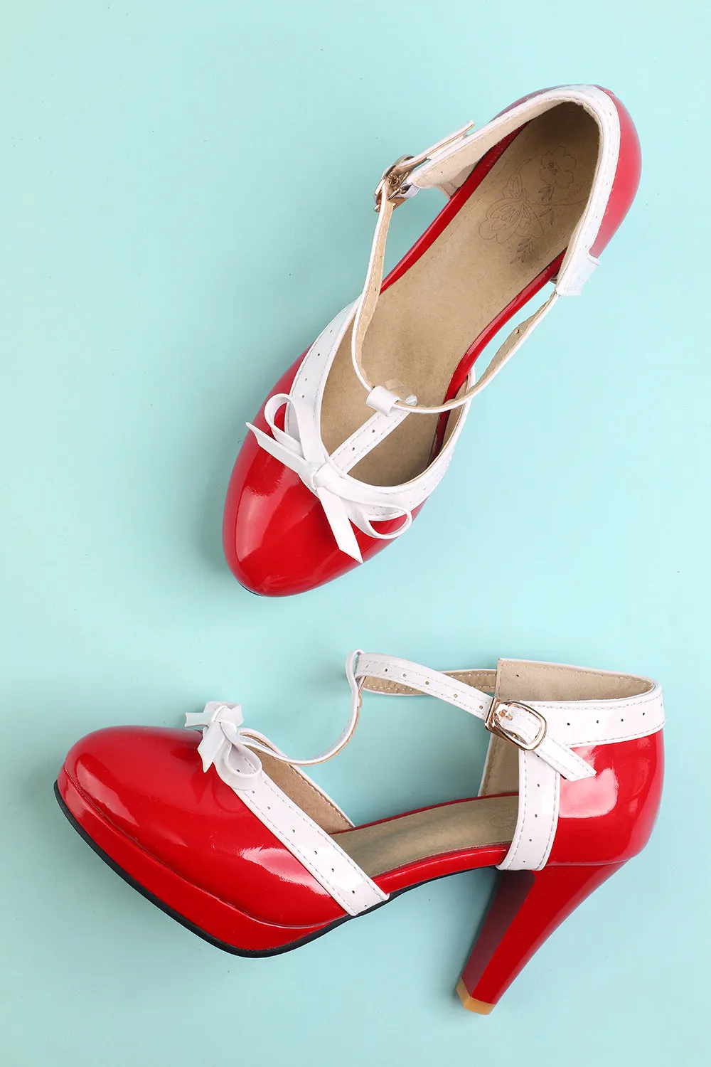 Vintage Red T-Strap Heels sold by Zapaka