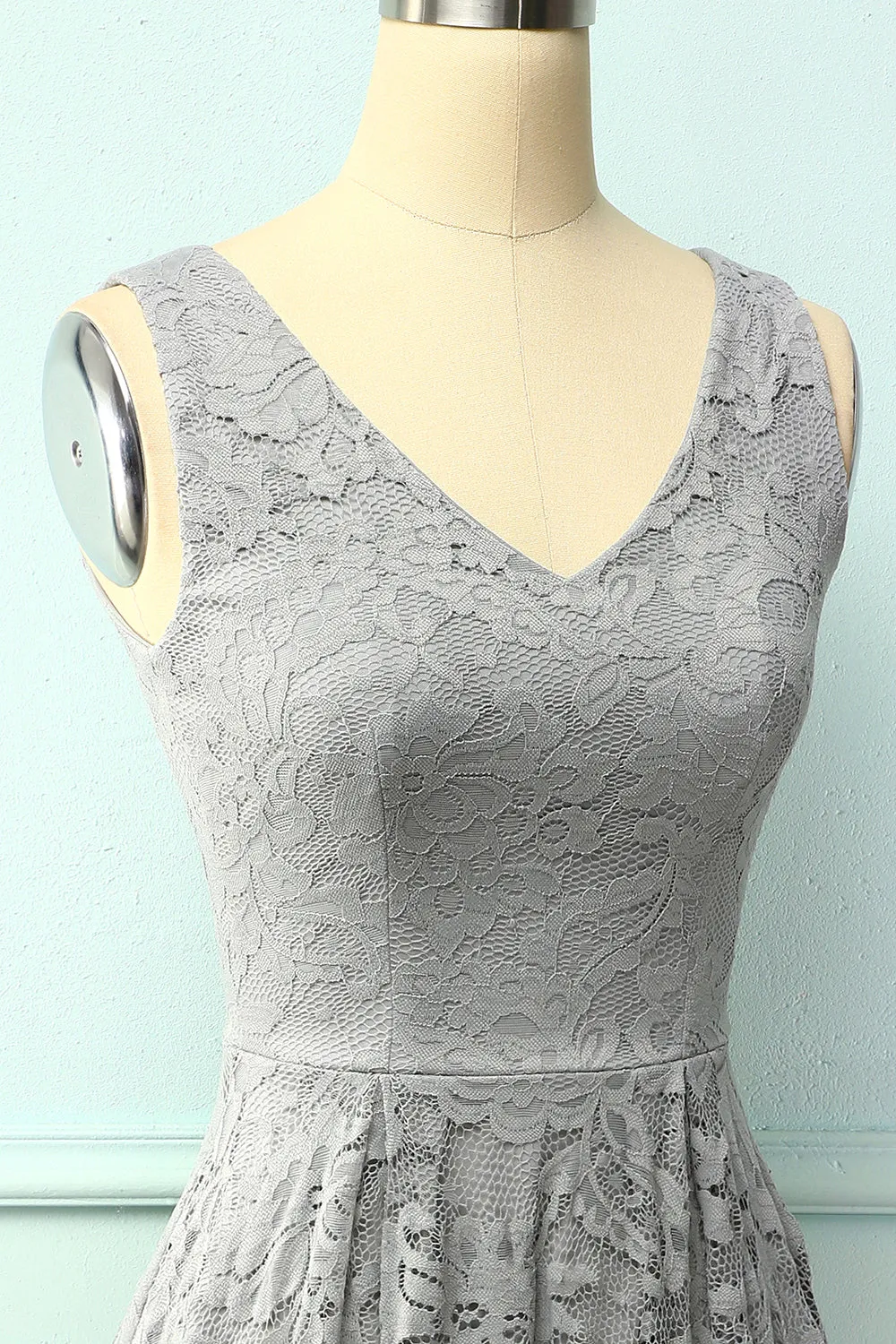 Grey Lace Asymmetrical Dress sold by Zapaka product image thumbnail 3