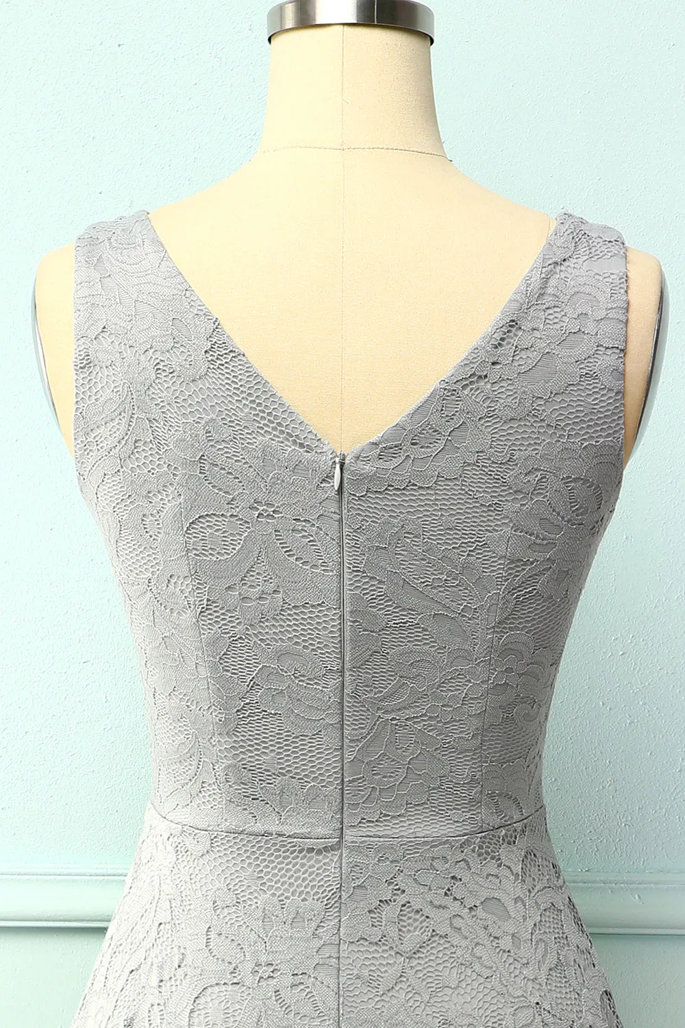Grey Lace Asymmetrical Dress sold by Zapaka product image thumbnail 4