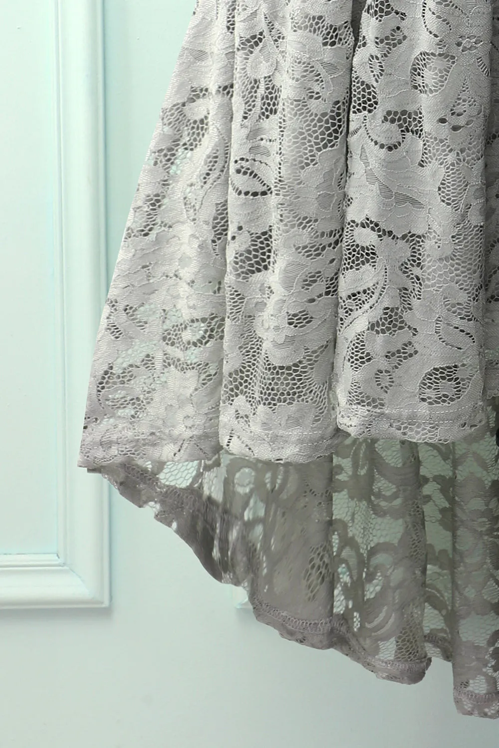 Grey Lace Asymmetrical Dress sold by Zapaka product image thumbnail 5