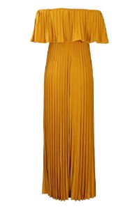 Yellow Pleated Plus Size Long Wedding Guest Dress sold by Zapaka