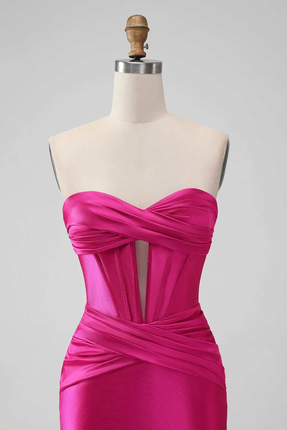 Fuchsia Bodycon Sweetheart Satin Corset Short Homecoming Dress sold by Zapaka product image thumbnail 5