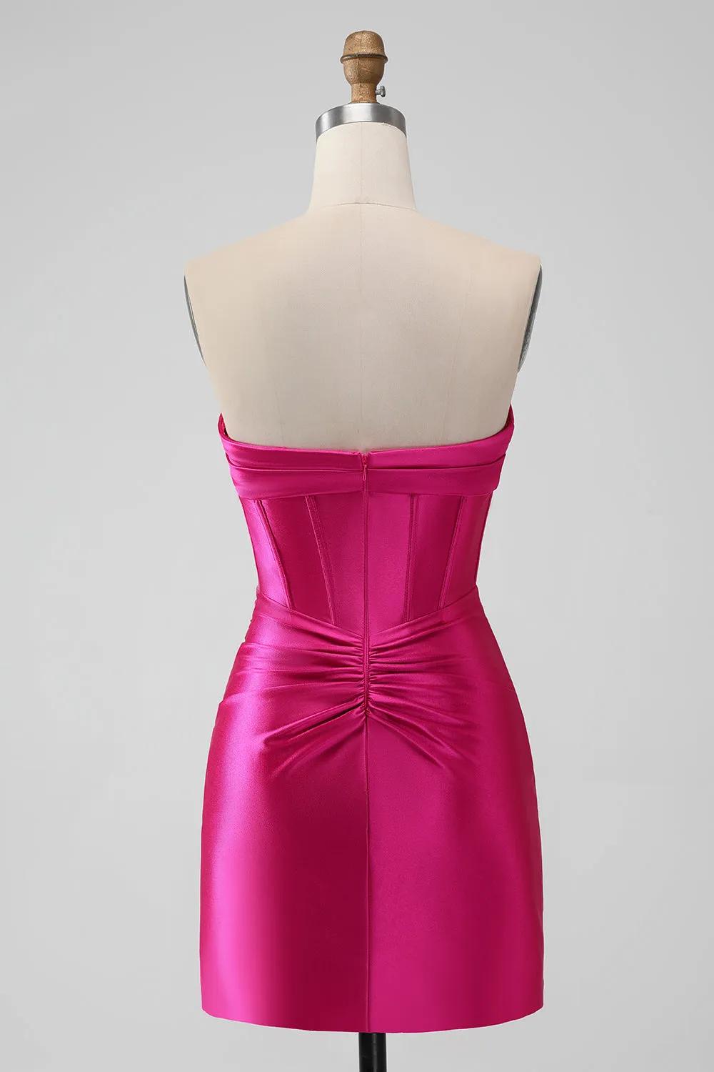 Fuchsia Bodycon Sweetheart Satin Corset Short Homecoming Dress sold by Zapaka product image thumbnail 2