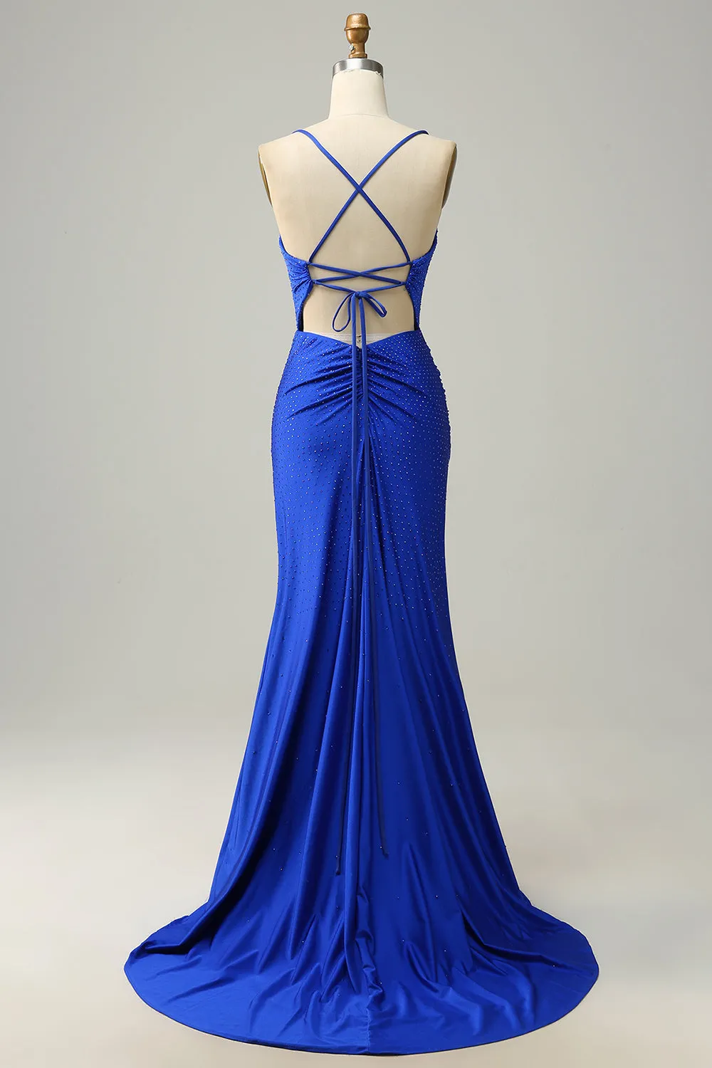 Mermaid Spaghetti Straps Royal Blue Long Formal Dress with Beading sold by Zapaka product image thumbnail 2