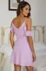Lilac Spaghetti Straps Summer Dress with Ruffles sold by Zapaka